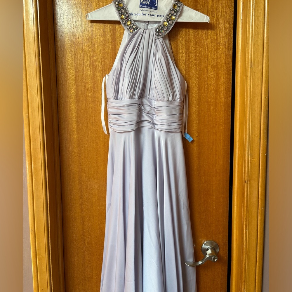 Light Purple Halterneck Formal Dress with Jewelled Neckline